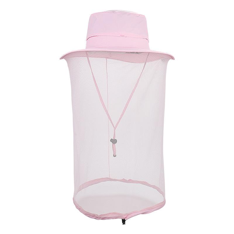 

Summer outdoor hat with large brim, sunshade hat with mesh face cover, fishing hat, fisherman s hat, mosquito-proof hat, outdoor jungle hat, 2-pack 2 pices рожевий