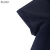 ZANZEA Women Short Sleeve Blouse and Midi Skirts Summer Two Piece Suit Sets