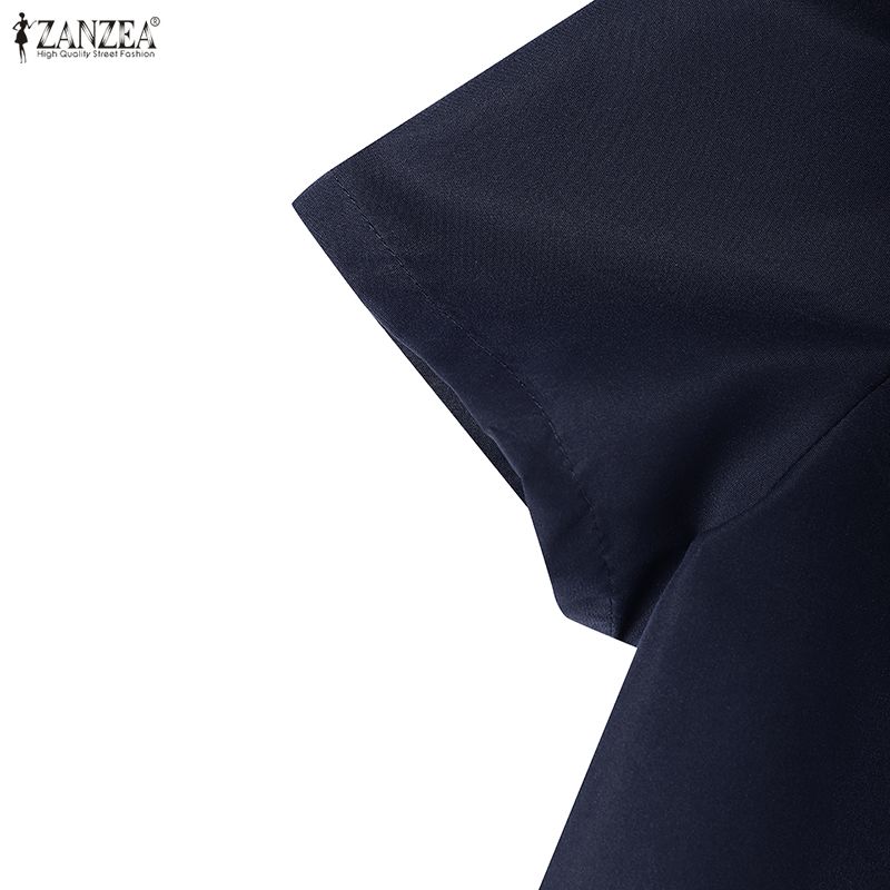 ZANZEA Women Short Sleeve Blouse and Midi Skirts Summer Two Piece Suit Sets