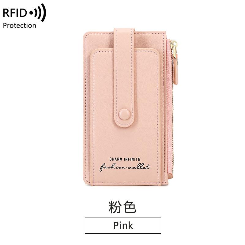 

Card bag, women s new women s change bag, anti-degaussing NFC shielding card cover, multi-card anti-theft card bag. рожевий