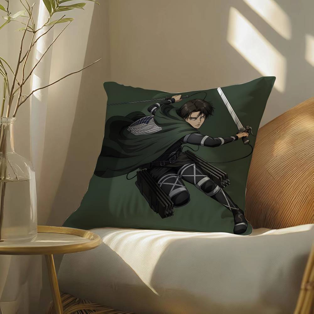 Anime Levi Ackerman Attack On Titan-T Pillow Case Silky Elegant Comfort Sofa Bed  Invisible Zipper Beach Pillowcase