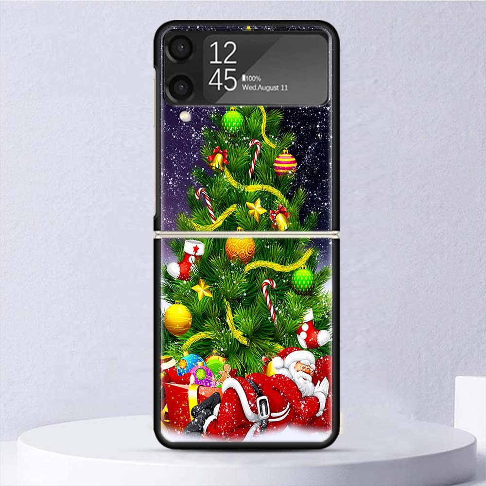Christmas Santa Claus Present Shockproof Case For Samsung Galaxy Z Flip 7 6 5 4 3 5G Phone Cover Z Flip3 Flip4 Flip5 Flip6 Flip7