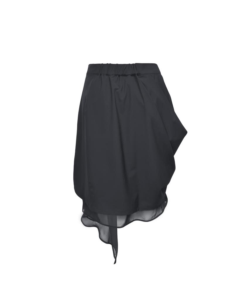 Jeongdo Draping Layers Skirt. Cool Black