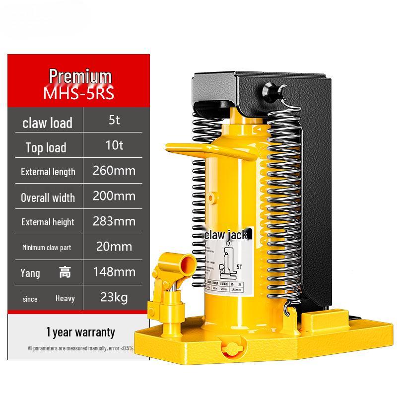 Heavy-Duty Hydraulic Claw Jack with Duckbill Lift, 5/10 Ton Capacity, Up To 30 Tons