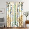 Elegant Noble Gold Blue Peacock Pattern Printed Curtains Window Decoration Home Room Curtain Polyester