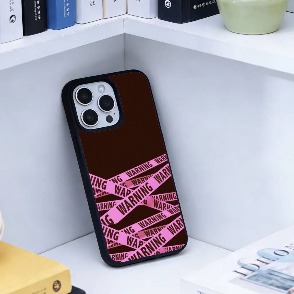 

Warning Line Art Phone Case For iPhone17,16,15,14,13 Plus,Pro Max Magnetic For Magsafe Wireless Charging iPhone11PROMAX