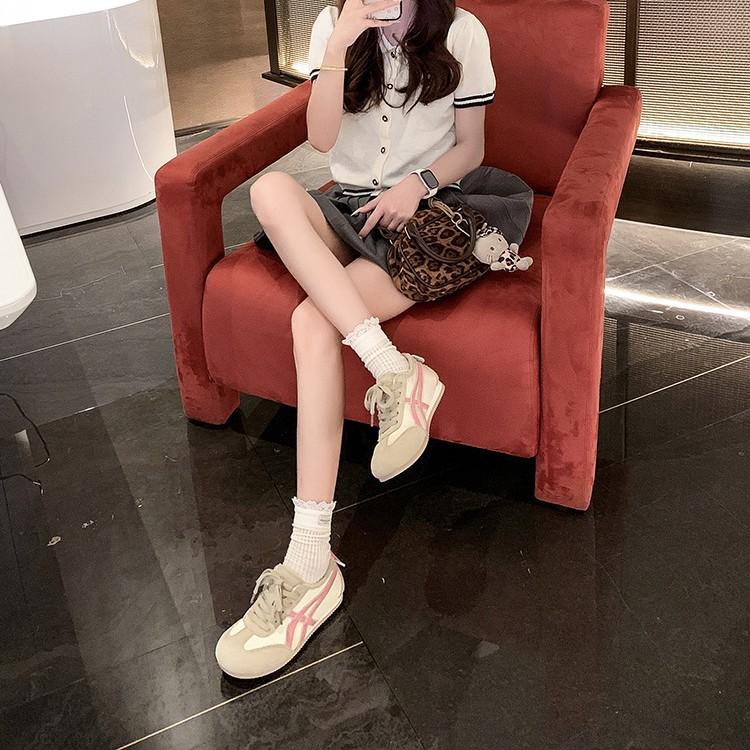 Leather silk soft sole inner height increase moral training shoes women's 2025 new leisure sports board shoes color matching Forrest Gump shoes