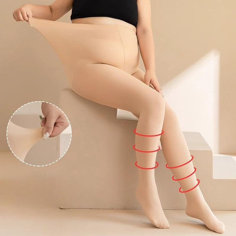 Women's Plus Size Autumn Winter Fleece Lined Thickened Flesh Colored Bare Leg Effect Pantyhose