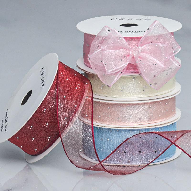 10Pcs Hotfix Crystal Organza Ribbon Trim 2.5Cm/4.0Cm 10 Yards For Handmade Bows Hair Clips Garments And Gift Boxes