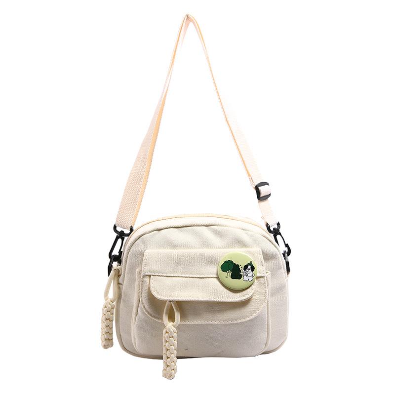 Canvas Bag Women's Messenger Bag 2025 New Korean Version Trendy Ins Japanese Literary and Artistic Versatile Cute Shoulder Bag Small Bag