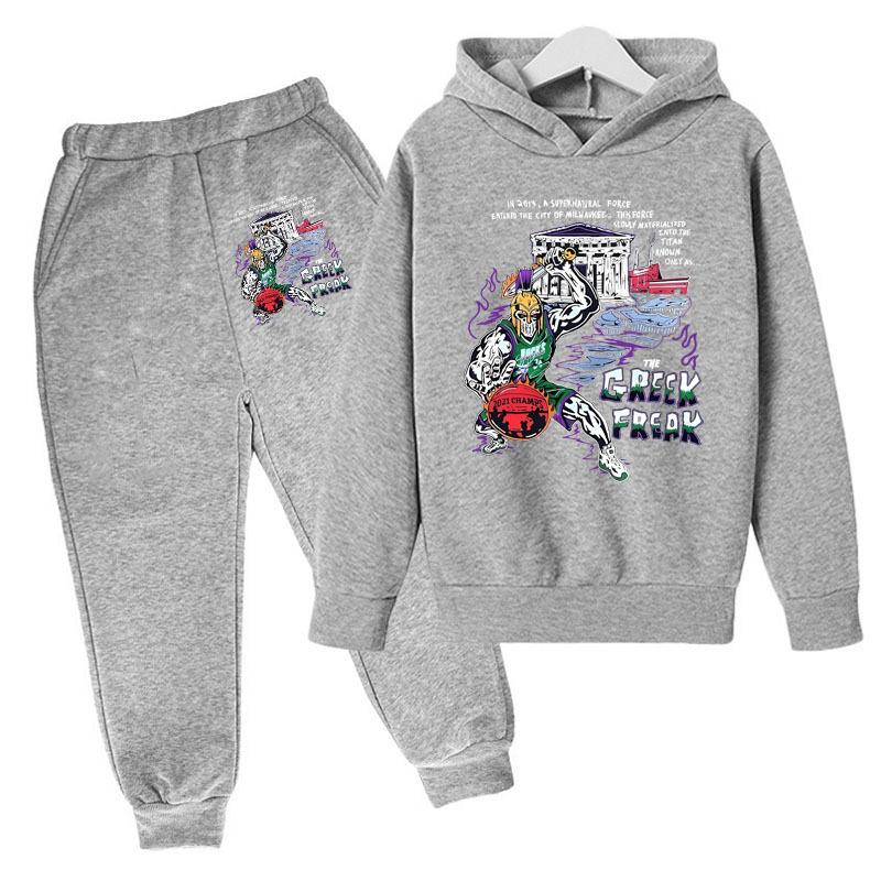 Autumn Winter Milwaukee Bucks "The Greek Freak" Supernatural Printed Hoodies Sweatpants Set Casual Warm Sports Long Sleeved Pants Men's Sport Wear