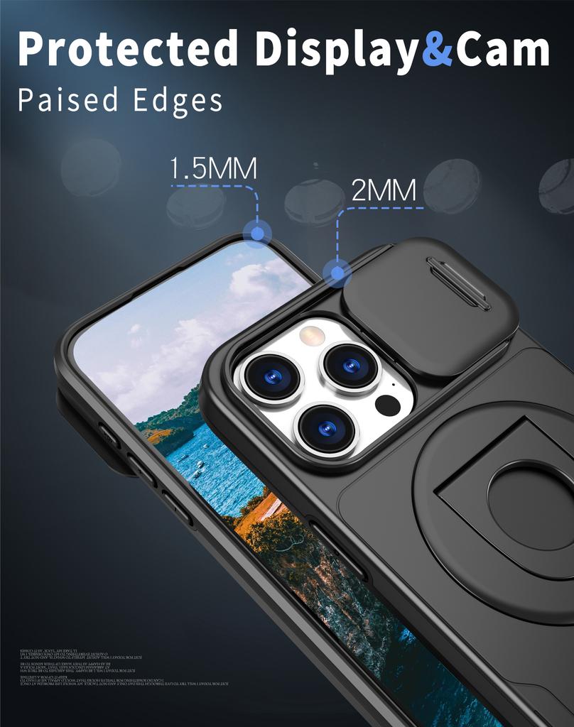 Stand Holder Armor Magnetic for Magsafe Case for iPhone 15 14 13 12 11 Pro Max 15Plus X XS XR 7 8 Push Pull Slide Camera Cover