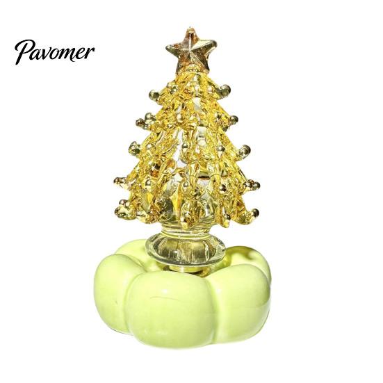 Sparkling Holiday Table Decor Glazed Glass Christmas Tree Ornament with Star Topper, Colorful Small Desktop Art, Faux Crystal Tabletop for Home Office