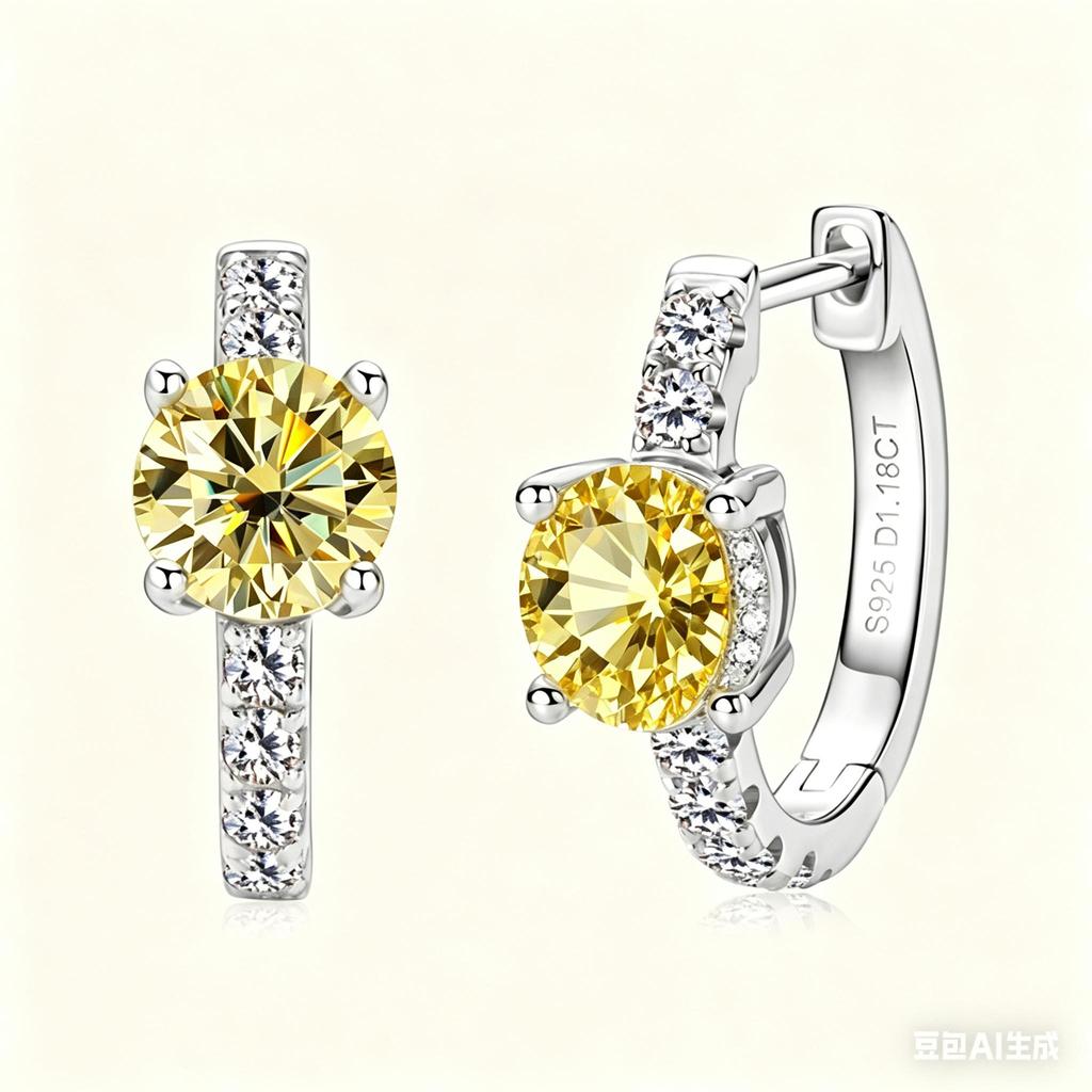 1CT Luxury Texture Ear Buckles S925 Silver Moissanite Earrings Elegant Temperament Women Jewelry Ideal Birthday Present