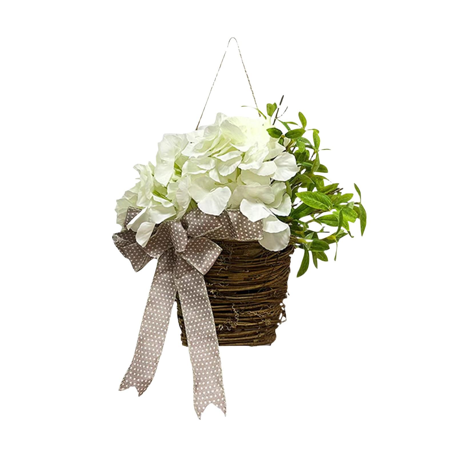 

Artificial Wildflower Door Hanging Basket Pendant Easter Hydrangea Flower Basket Ornaments Home Decor for Porch Farmhouse 2025