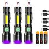 Powerful 3in1 LED Flashlight 365NM UV Light Flashlight Rechargeable Zoom Torch Pets Urine Stains Black Light Ultraviolet Lamp