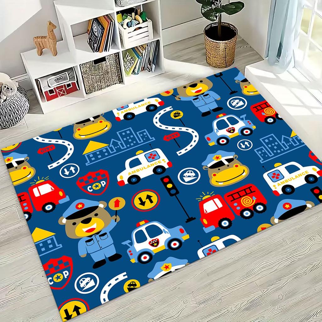Child Urban City Road Traffic Learning Interactive Game Playroom Rug for Bedroom Living Room Sofa Home Doormat Decor,Non-slip