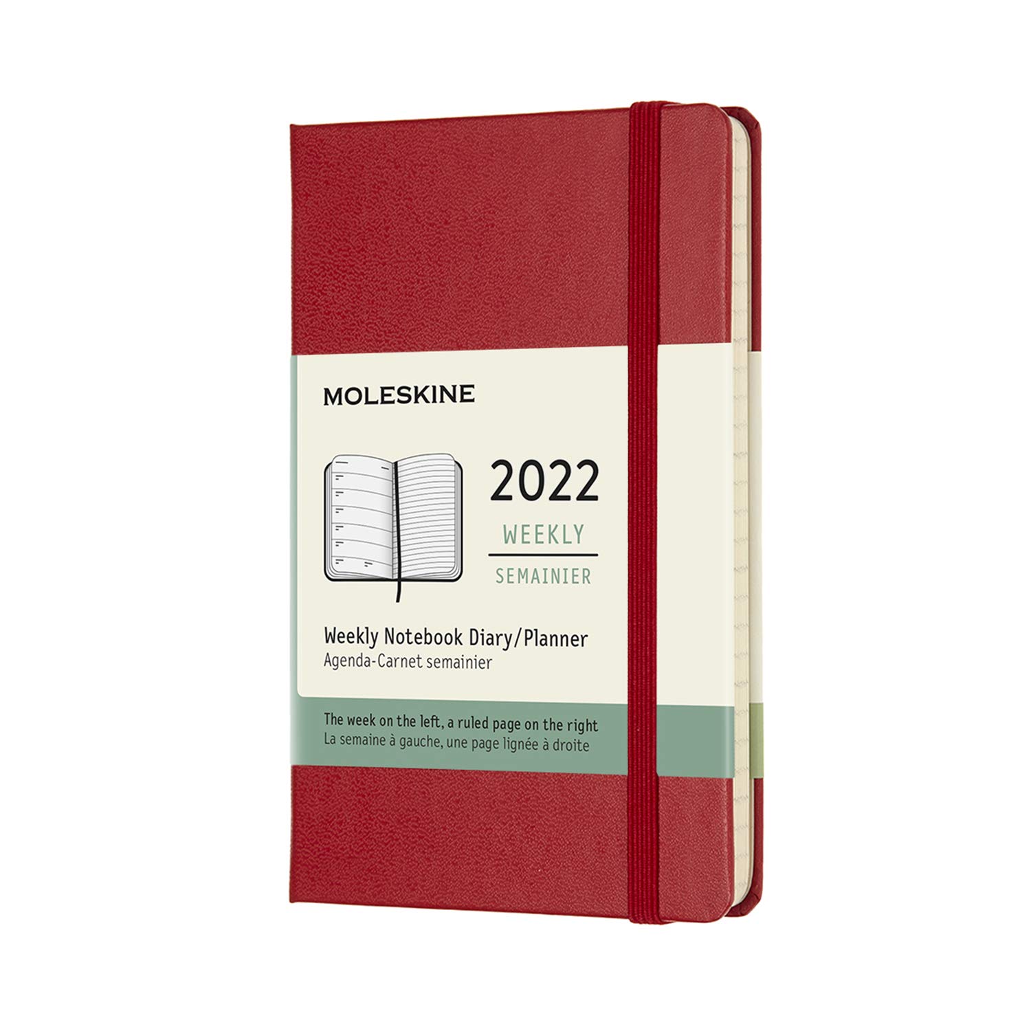 

Moleskine 2022 Planner, 12-Month Weekly Diary, Hardcover, Pocket Size, Scarlet Red, Starts January 2022 (DHF212WN2Y22)