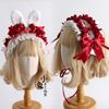 Original Lolita Cupcake Red Rabbit Ear Headband Bow Rabbit Headband Strawberry Cake Hairpin Hair Accessories