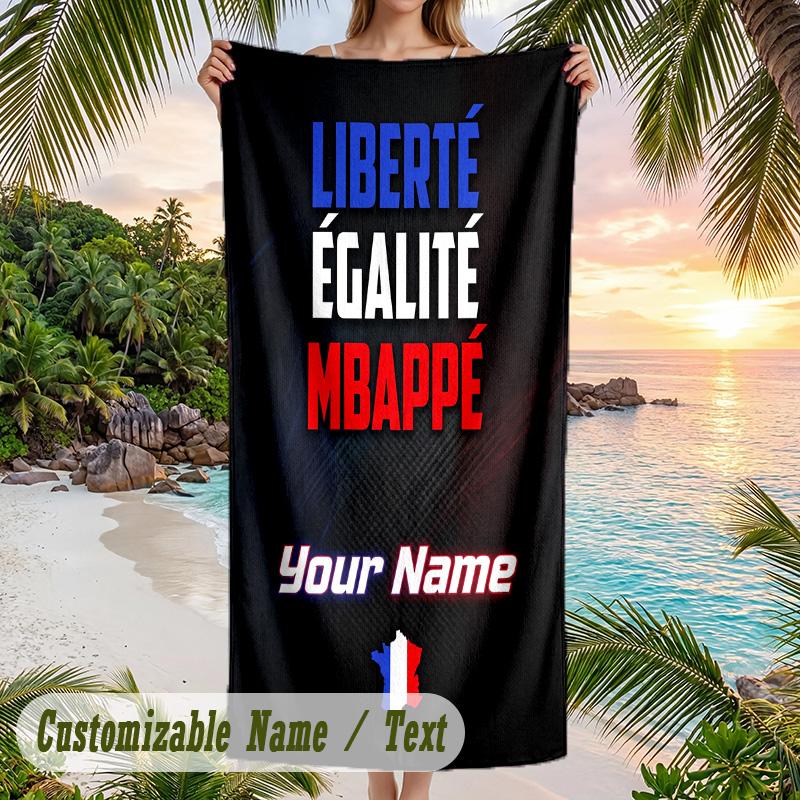 Beach Towel France National Football Team Print Custom Name Text Soft Towel for Swimming Pool