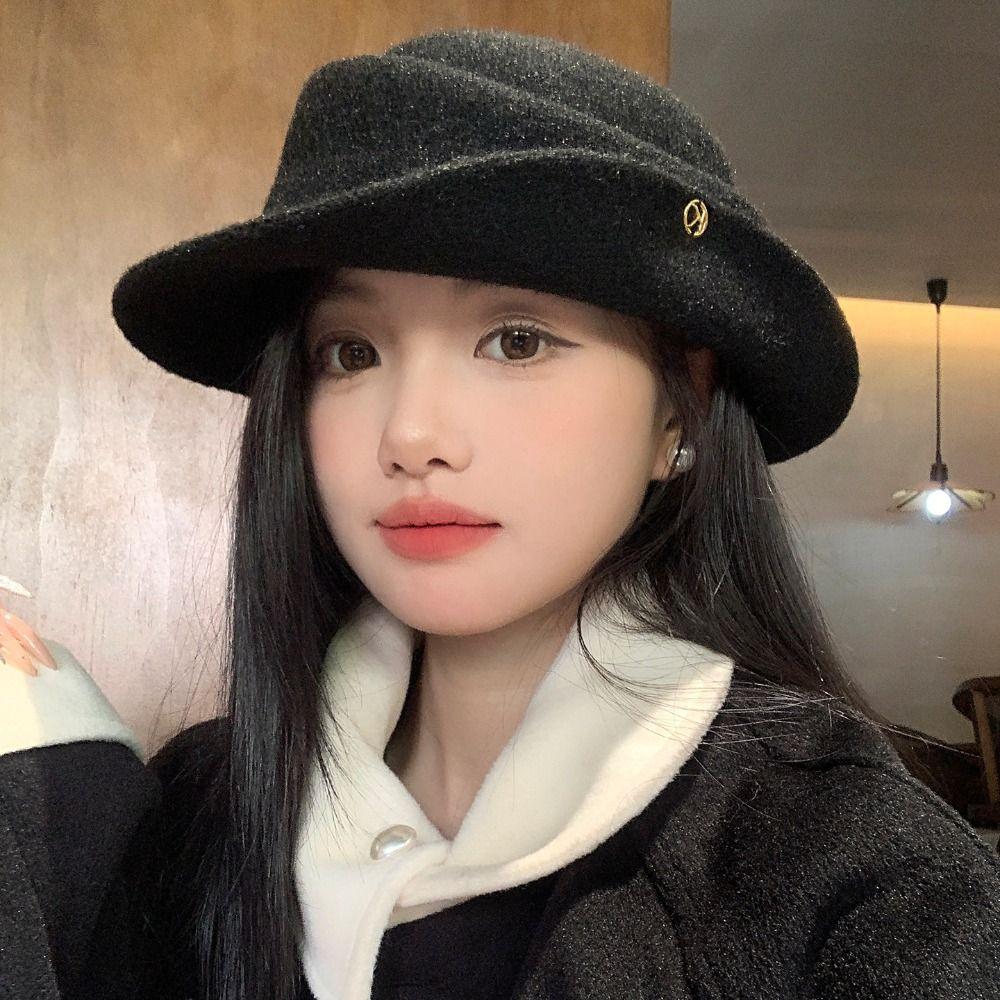 British Style Hepburn Style Flat-top Cap Elegant Women Jazz Hat French Black Felt Hat  Bride