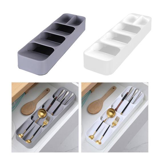 5-Compartment Cutlery Box Flatware Holder with Drainage Kitchen Utensil Drawer Organizer Cutlery Holder for Spoons Knives Forks
