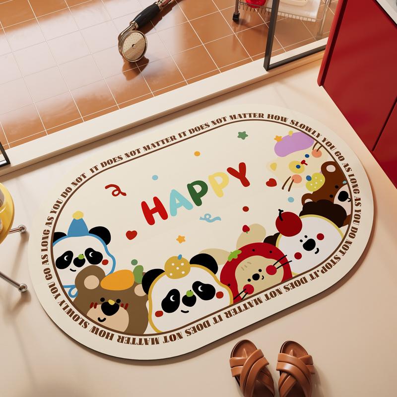 Cartoon bathroom mat, foot pad, absorbent floor mat, diatomaceous earth anti slip mat, toilet and bathroom door special carpet