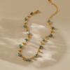 Gold Plated Stainless Steel Raw Turquoise Chip Bead Anklet