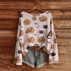 Women's Halloween Sweater, Bohemian Vintage Pattern Print Long Sleeve Knit Pullover