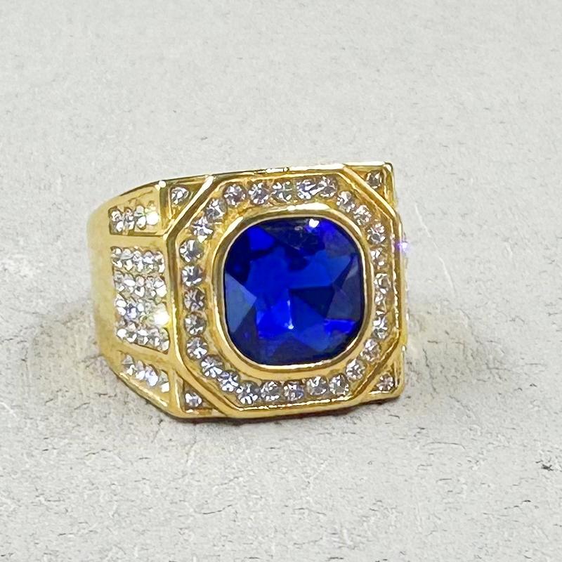 Hip hop Fashion Men's Classic Gold Color Ring Luxurly  rhineStone Rings for Men Party Wedding Ring Anniversary Gift