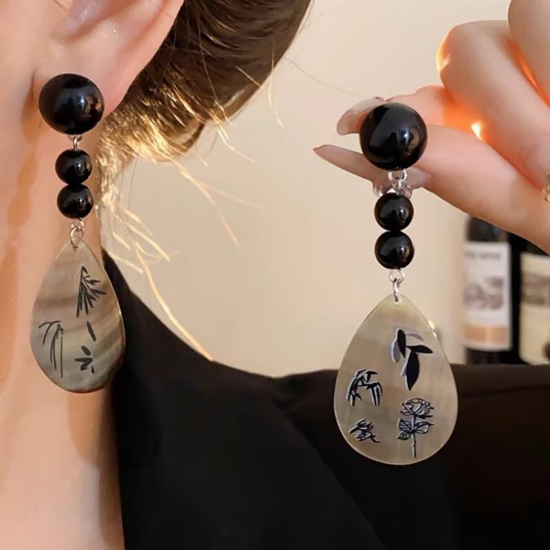 New Chinese Ethnic Style Retro Versatile Earrings Chinese Style Ancient Style Fringed Earrings Cheongsam Hanfu Cold Ear Jewelry