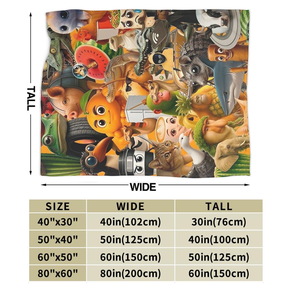 Italian Brainrot Funny AI Meme Blanket Cover Tung Sahur Flannel Throw Blanket Bed Portable Ultra-Soft Warm Multi-function Quilt