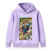 Kids Boys Girls Pullover Hoodie, Retro Comic Print Long Sleeve Casual Hooded Sweatshirt for Super Hero Themed Daily Wear