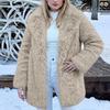 Women's Fashionable Warm Long Sleeve  Solid Color Furry Collar Coat
