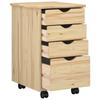 Mobile Storage Cabinet in Brown 34 x 39 x 56 cm Solid Pine Wood