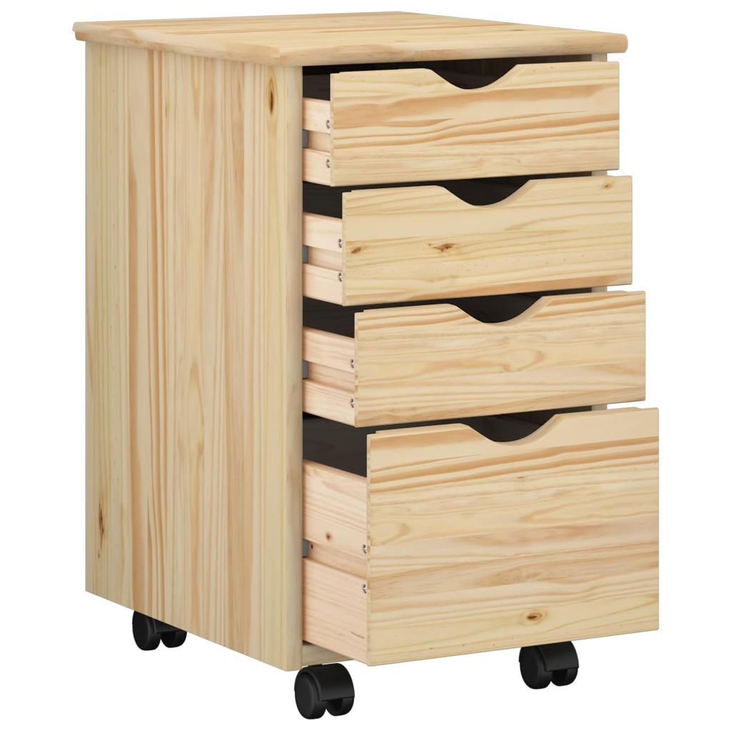 Mobile Storage Cabinet in Brown 34 x 39 x 56 cm Solid Pine Wood