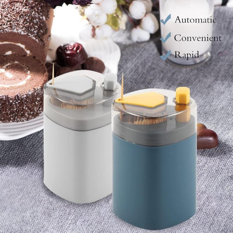 Automatic Pop-Up Toothpick Dispenser Portable Travel Container Sleek Desktop Decor for Kitchen Dining Table Refillable Gadget