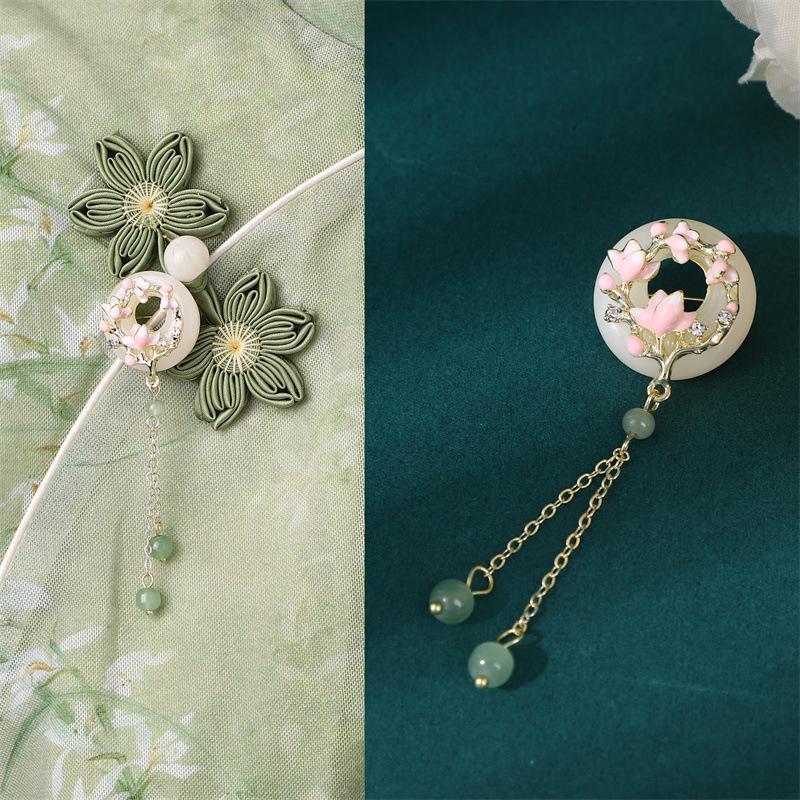 Imitationsperle Damen Hanfu Ornament Schmuck Langer Hängender Quaste Cheongsam Accessoires Legierung Cheongsam Gepresstes Revers