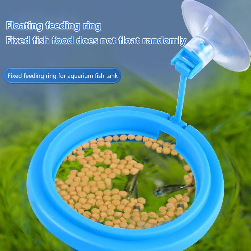 New Tank Blue Floating Station Food Tray Aquarium Fish Feeding Ring Prevent Food Dispersion Fish Pinch With Suction Cup