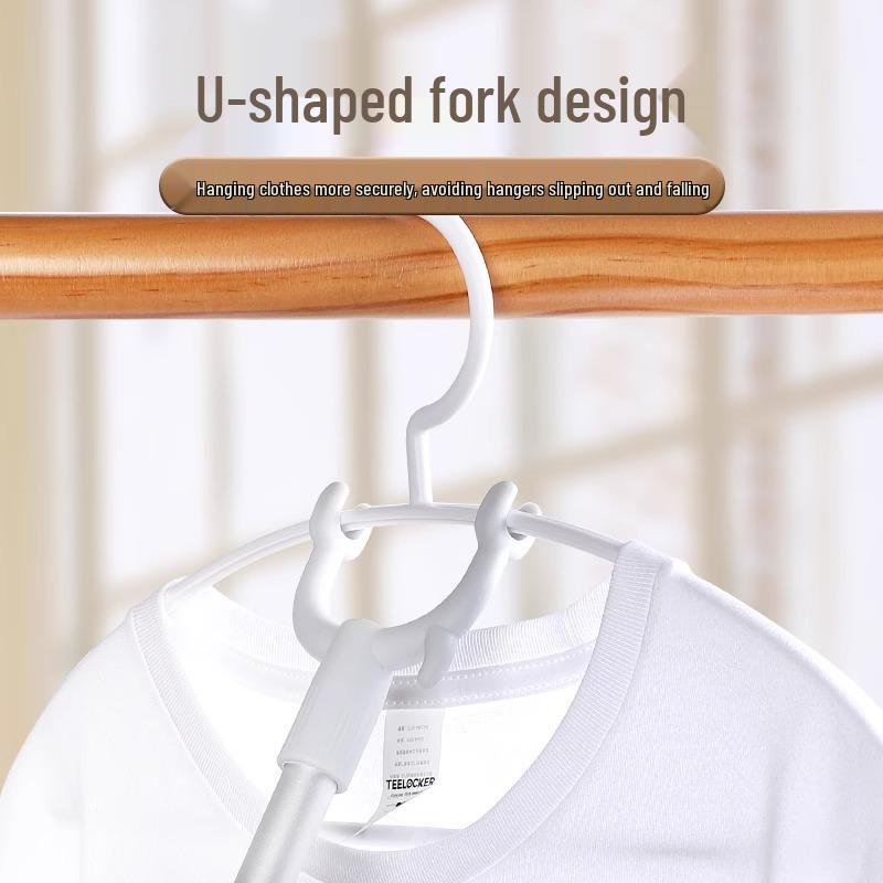 Stainless Steel Retractable Balcony Clothes Drying Pole - Extended Hanging Fork for Household Use