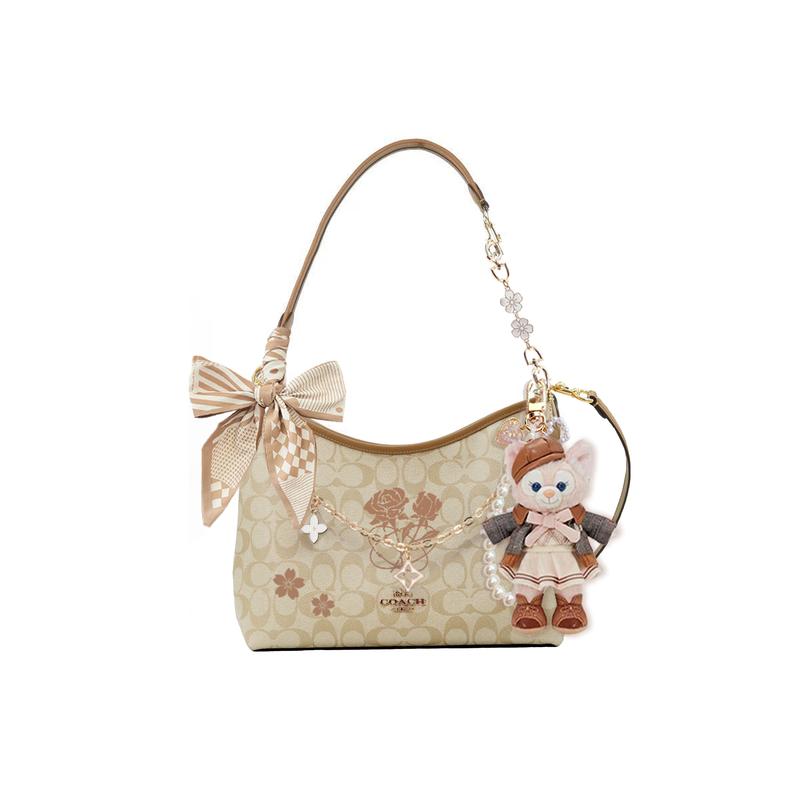 

COACH shoulder bag [Customized bag] Laurel 31 commuter large-capacity detachable strap hobo armpit printed bow Yunying light brown basic outfit коричневий