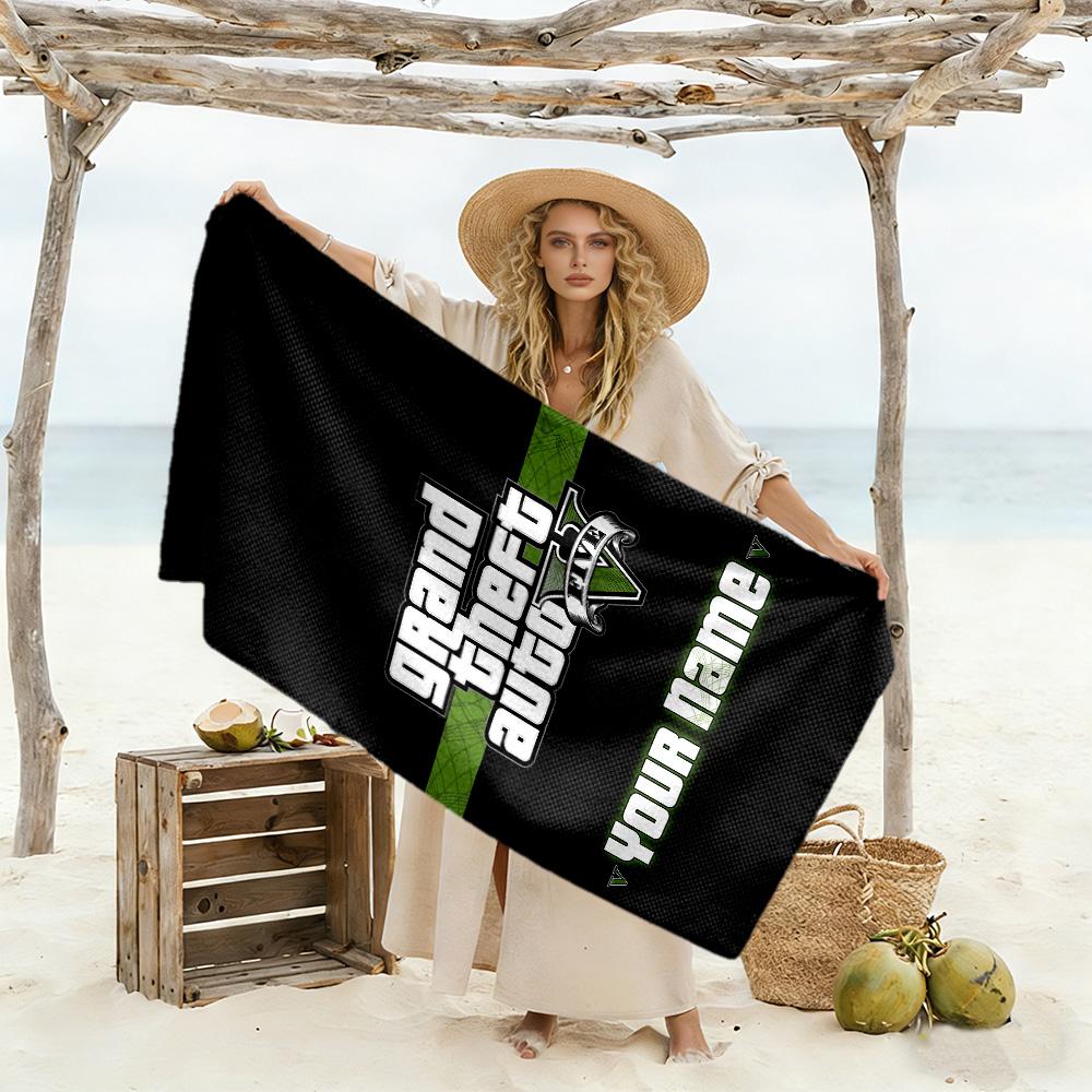 Gta Customize Your Name Beach Towel Soft Durable Quick-Dry Perfect for Traveling Yoga Camping and Swimming