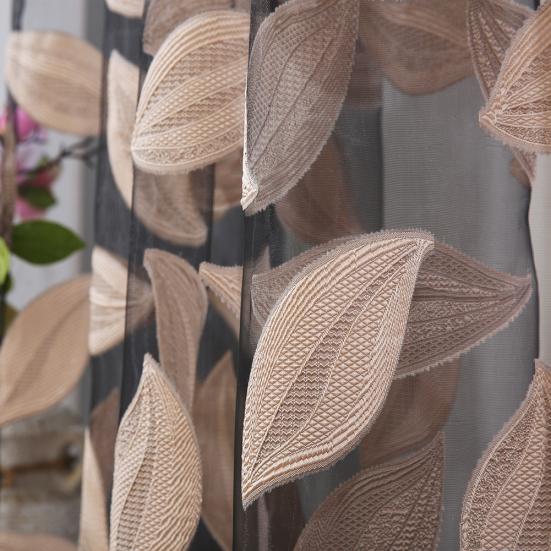 2ks Listový tyl Dveře Okno Závěsový panel Průsvitný šátek Ložnice drapérie