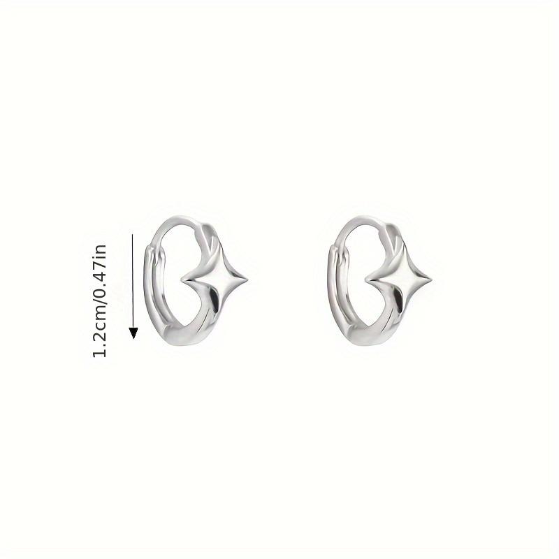 Black Silver Four-Pointed Star Cross Gothic Hoop Earrings for Men and Women