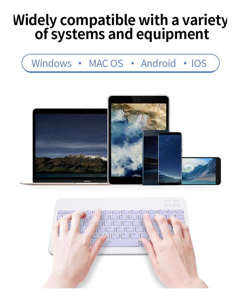 10-Zoll-Wireless-BT-Tastatur Threesystem Universelles, farbenfrohes, wiederaufladbares BT-Tastatur-Mobiltelefon