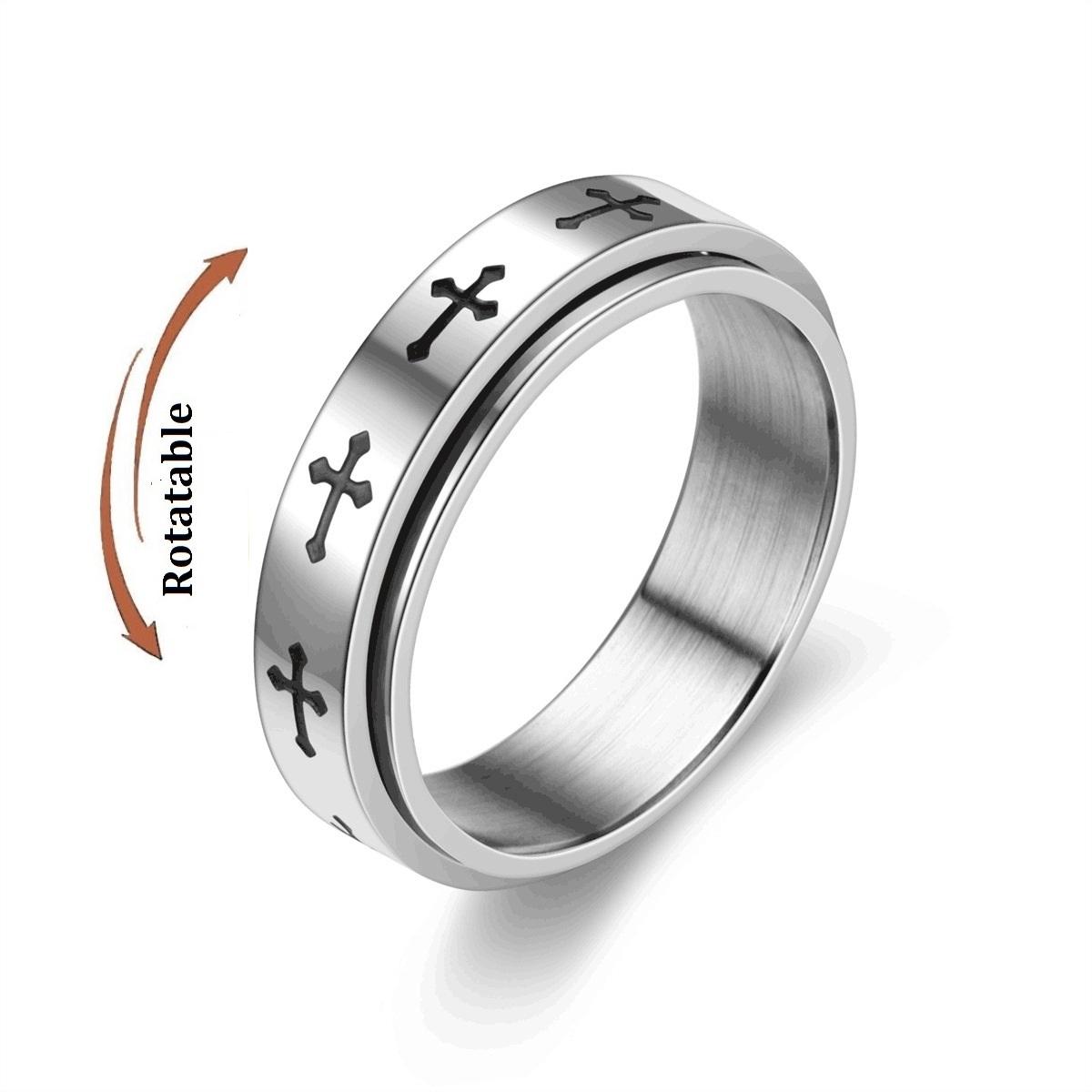 

Anti Stress Rotating Couple Rings For Lovers Tortoise And Cross Stainless Steel Fidget Spinning Anxiety Ring Anillo Antiestres 6