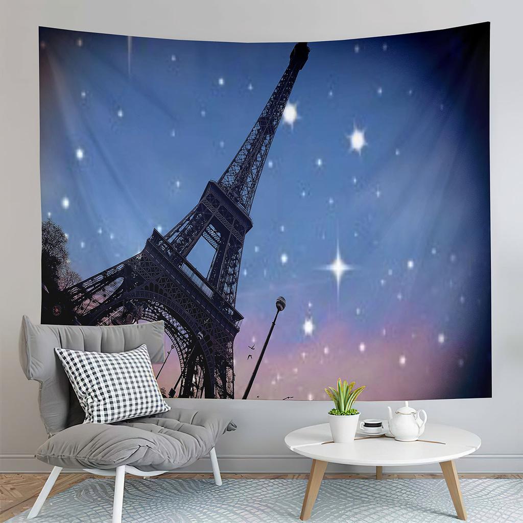 Paris Eiffel Tower Tapestry Sunset Night View Tapestry French Landmark Tapestry Living Room Bedroom Dorm Wall Hanging Blanket