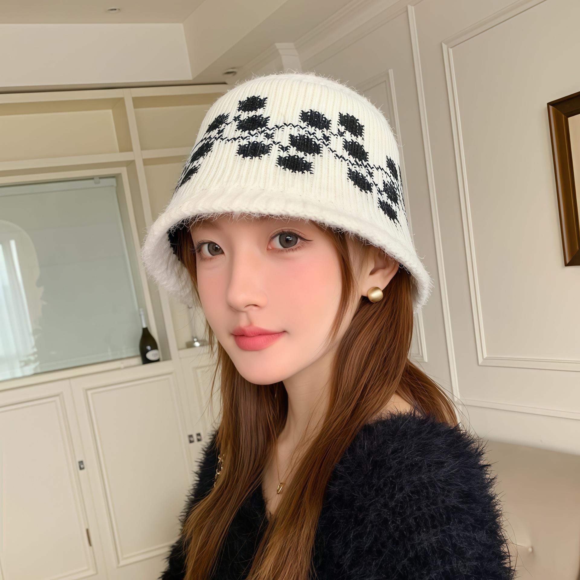 

Autumn and Winter Hat Women s New Japanese Fashion Versatile Bucket Hat Showing Face Small Korean Version Trendy Basin Hat Plaid Fisherman Hat One Size