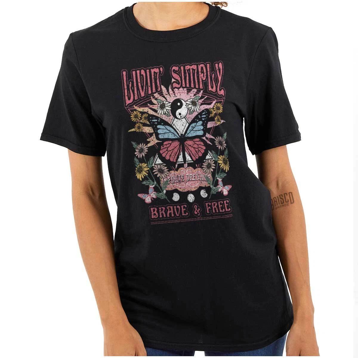 Boho Livin Simply Brave Butterfly Dreams Womens Graphic Crewneck T Shirt Tee XXL