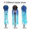 Synthetic 1Pcs Ponytail Extension Corlorful Bubble Braid Long Lantern Braided Ponytail with Hair Tie Straight Hairpieces